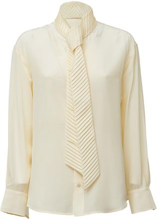 Victoria Beckham Ivory Cr&ecirc;pe De Chine Scarf Neckline Blouse