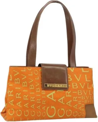 Bulgari Pre-owned Handbags, female, Orange, Size: ONE SIZE Pre-owned Nylon Handbag