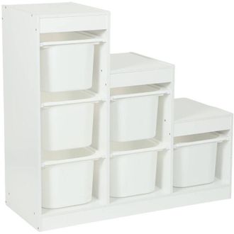 Sweeek Childrens storage unit staircase 6 storage bins wood decor white - Sora