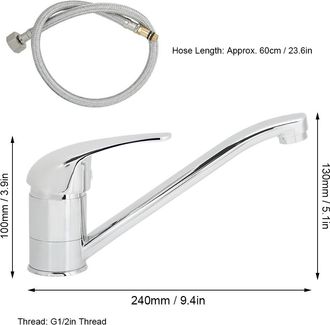 Infinite Grifo De Cocina De Cobre De 1/2 Pulgada, Giratorio 360&deg;, Para Agua Fr&iacute;a Y Caliente, Con Manguera De 60 Cm Y Accesorios