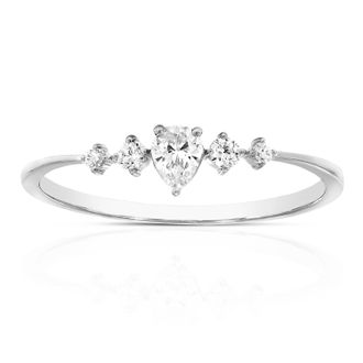 Vir Jewels 3/8 cttw Pear Lab Grown Diamond 5 Stone Engagement Ring in 14K White Gold For Women