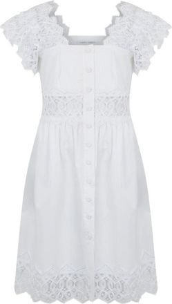 Alberta Ferretti Jurk met kanten details - Dames - Korte kleedjes - Wit - M - Katoen - Kleedjes