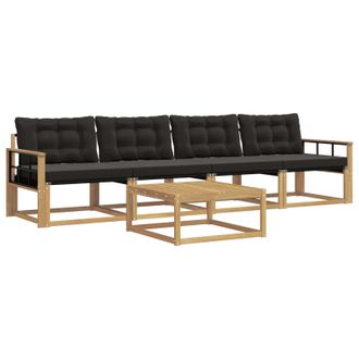 vidaXL Conjunto De Sof&aacute;s De Exterior 5 Pcs Blanco Y Negro Vidaxl