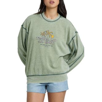 Billabong All the Days Kendel Fleece Sweatshirt in Dark Olive at Nordstrom, Size X-Small