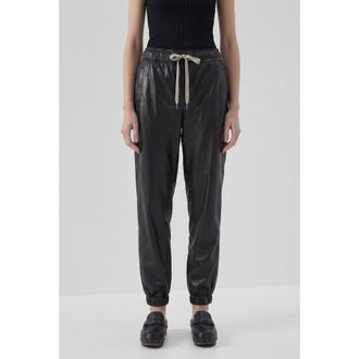 Brunello Cucinelli Black Leather Relaxed Trousers, Brand Size 46 (US Size 12)