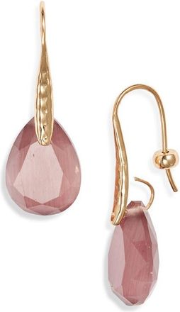 Nordstrom Teardrop Semiprecious Stone Drop Earrings in Mauve- Gold at Nordstrom