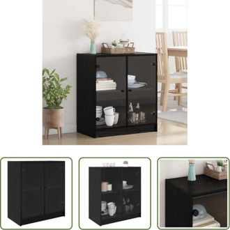 vidaXL Armadio in vetro - Mobile laterale Rovere Nero 68 x 37 x 75,5 cm Legno multistrato