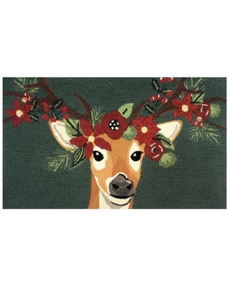 The Rug Market Holiday Deer Floral 30X48in Doormat