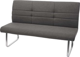 Hhg Panca Panchina Da Interni 160cm Hhg 707 3 Posti Acciaio Inox Tessuto Grigio