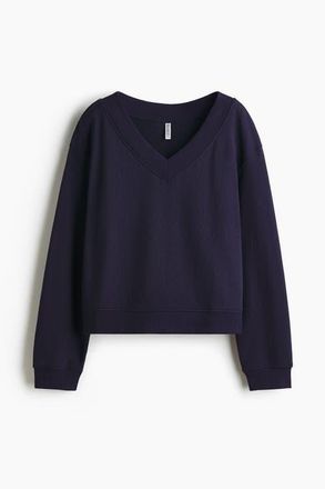 H&M V-neck Sweatshirt in Navy Blue at Nordstrom, Size Xx-Large