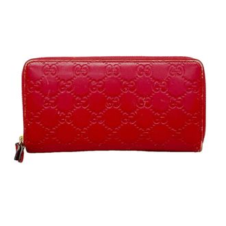 Gucci Red Color Leather Long Wallet (Bi-Fold) (Pre-Owned)