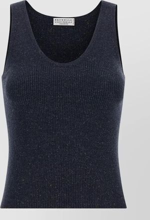 Brunello Cucinelli sparkling ribbed scoop neck knit tank