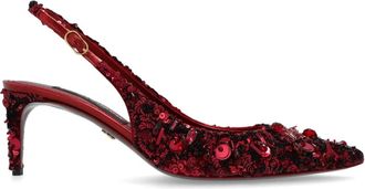Dolce & Gabbana Hoge hakken - Dames - Pumps - Rood - 36 EU - Pailletten - Schoenen