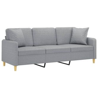 vidaXL Vidaxl - Sof&aacute; De 3 Plazas Con Cojines Tela Gris Claro 180 Cm