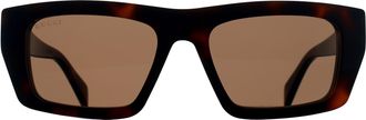 Gucci Square Mens Havana Brown GG2020S - One Size