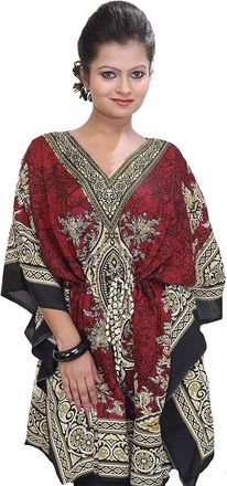 Royal Womens Rk Essentials Tribal Ethnic Print Short Kaftan Plus Size (Cerise)