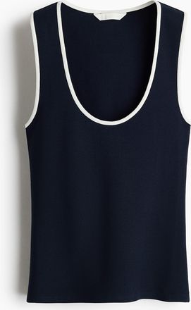 H&M Geripptes Baumwoll-Tanktop - Marineblau