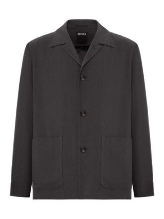 Ermenegildo Zegna WOOL AND LINEN MIX JACKET WITH PATCHED POCKETS - Zegna - Man