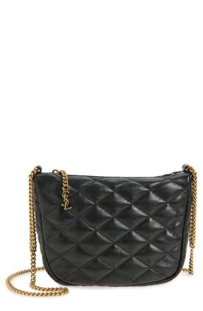 Saint Laurent Quilted Hobo Bag in Noir at Nordstrom