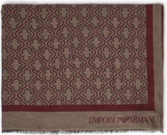 Emporio Armani Sjaal met geometrisch logopatroon - Heren - Accessoires - Bruin - Maat: ONE Size Viscose