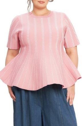 Flying Tomato Peplum Sweater Top in Pink/White at Nordstrom Rack, Size 1 X