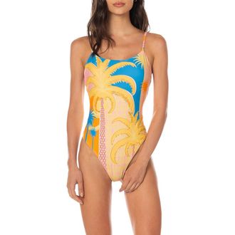 Maaji Solar Bliss Luster Reversible One-Piece Swimsuit in Open Yellow at Nordstrom, Size Medium