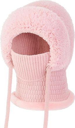 Generic 3 in 1 Beanie Hat for Women, Windproof Scarf Hat, Winter Hats for Women Cold Weather, Warm Snow Hats (UK, Alpha, One Size, Pink)