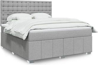 vidaXL Vidaxl - Cama Box Spring Con Colch&oacute;n Tela Gris Claro 180x200 Cm
