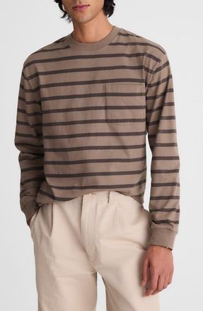 Madewell The Vintage Long Sleeve Pocket T-Shirt in Stripe Dark Driftwood at Nordstrom, Size X-Large