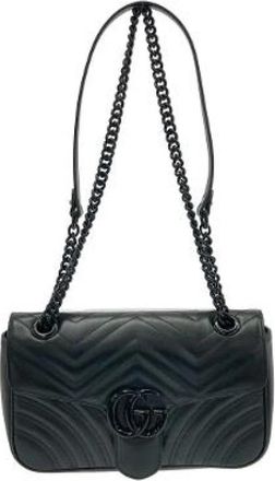 Gucci Pre-owned GG Marmont Gewatteerde Chevron Leren Schoudertas - Dames - Vintage Schoudertas - Zwart - ONE Size - Leer - Vintage