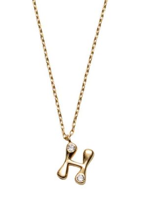 Argento Vivo Cubic Zirconia Bubble Initial Necklace in Gold H at Nordstrom