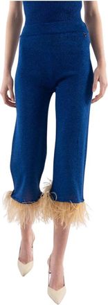 Dixie P223T060 pantaloni bijgesneden - Dames - Vrijetijds broeken - Blauw - L - Broeken
