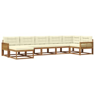 vidaXL Conjunto De Sof&aacute;s De Exterior Con Coj&iacute;n 7 Pcs Natural Y Crema Vidaxl