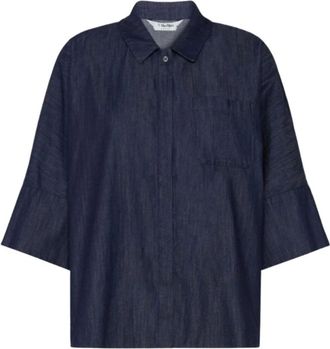 Max Mara Overhemden, Dames, Blauw, M, Denim, Stmrugiada Denim Shirt