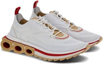 Ferragamo Gancini-plaque low-top sneakers - men - CALFSKIN/Rubber/Fabric/Fabric - 8.5 - White