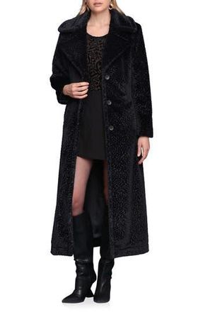 Avec Les Filles Faux Shearling Maxi Coat in Black at Nordstrom Rack, Size Medium