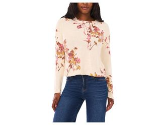 Vince Camuto Electric Bouquets Crew Neck Womens Clothing Birch : LG, Acrylic/Nylon/Wool