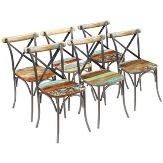 vidaXL Vidaxl - Sedie da Pranzo 6 pz in Legno Massello di Recupero