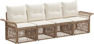 vidaXL Conjunto De Sof&aacute;s De Jard&iacute;n 4 Uds. Beige Rat&aacute;n Sint&eacute;tico Vidaxl