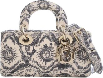 Dior Borsa a tracolla Lady D Joy piccola in denim con motivo Toile de Jouy Soleil 2024 - Bianco