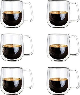 OEM 6 Pcs Tasse Double Paroi 250ml, Double Paroi Verre &Agrave; Caf&eacute;,tasses En Verre Borosilicate,pour Caf&eacute;,lattes,cappuccino,espresso,bi&egrave;re