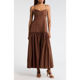 A.L.C. Harper Ruched Cotton Maxi Dress in Milk Chocolate at Nordstrom Rack, Size 12