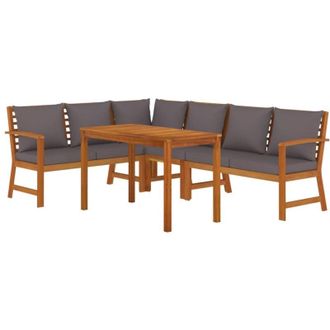 vidaXL Juego Comedor Jard&iacute;n Y Cojines 5 Piezas Madera Maciza De Acacia Vidaxl