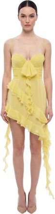Alessandra Rich Yellow Sweet Heart Neck Mini Dress
