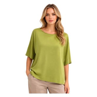 Maliparmi Blouses, female, Green, Size: S Blusa a Manica Corta in Seta