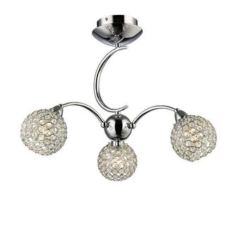 Netlighting Escado Semi Flush 3 Light E14 Polished ChromeCrystal in Silver