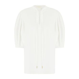 Chloé Blouses, female, Beige, XS, Tie-Detailed Tunic Shirt