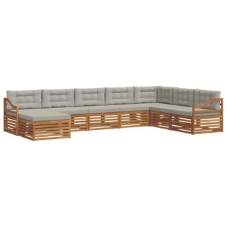 vidaXL Conjunto De Sof&aacute;s De Exterior 8 Pcs Gris Natural Y Claro Vidaxl