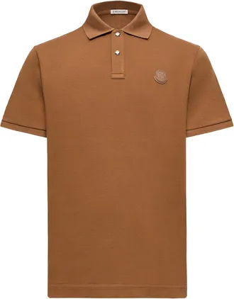 Moncler Moncler Logo Patch Cotton Piquet Polo Shirt, Men, Brown, Size: 3xl
