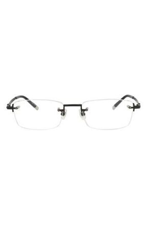 Montblanc 54mm Rimless Rectangular Optical Glasses in Black Black Transparent at Nordstrom Rack